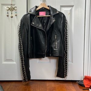 Azalea wang vegan leather jacket o rings size large